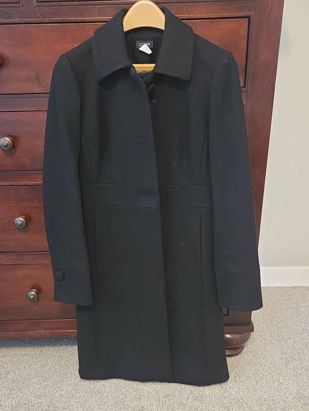 J. Crew Black Wool-Blend Single-Breasted Pea Coat